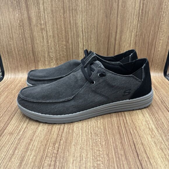 Skechers Melson Raymon Slip-in Foam Men's Black Grey Loafer Sneaker Size 15 New - Picture 3 of 9